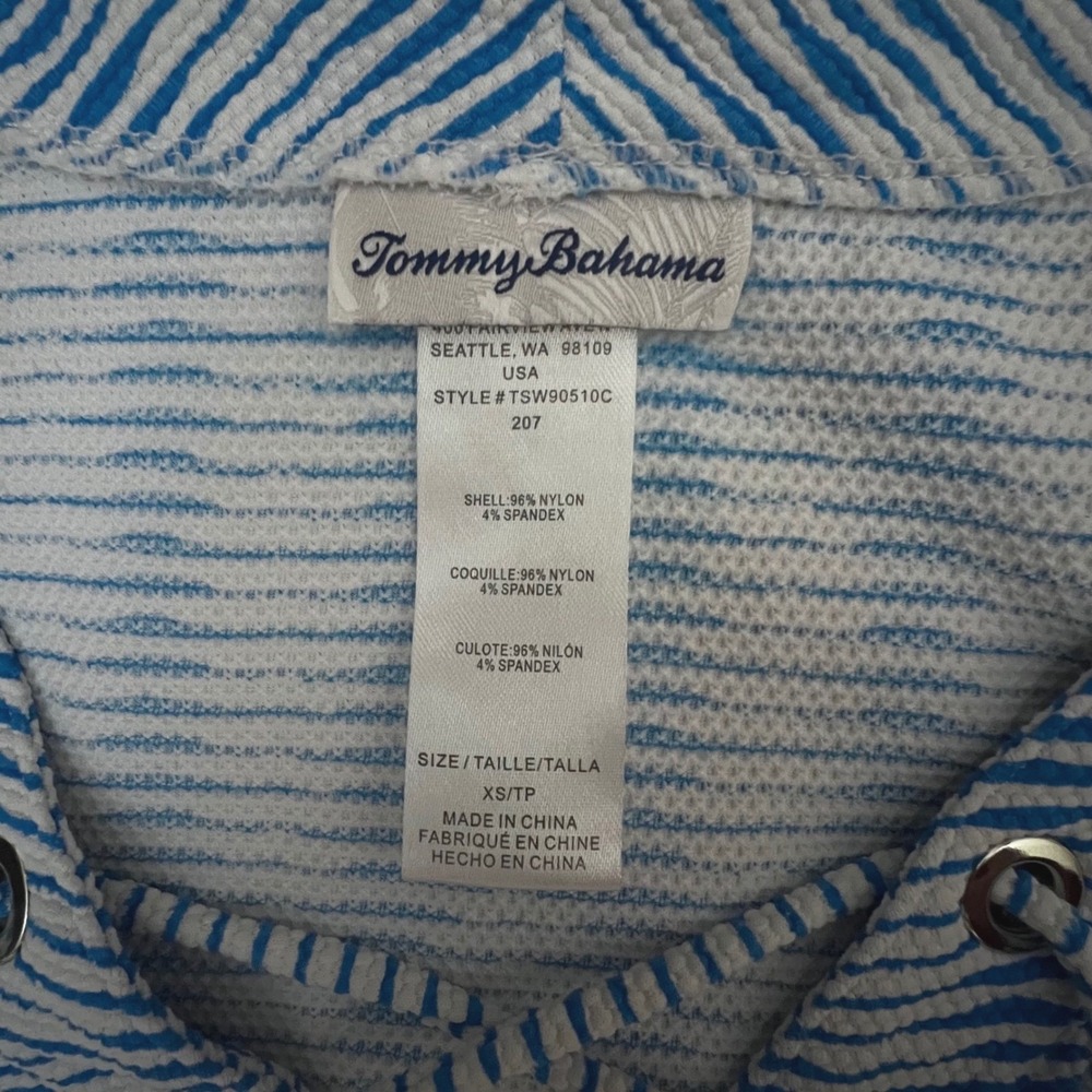 Tommy Bahama Blue White Striped Lace Up island Dress XS Pockets Coastal Packable - Picture 7 of 9